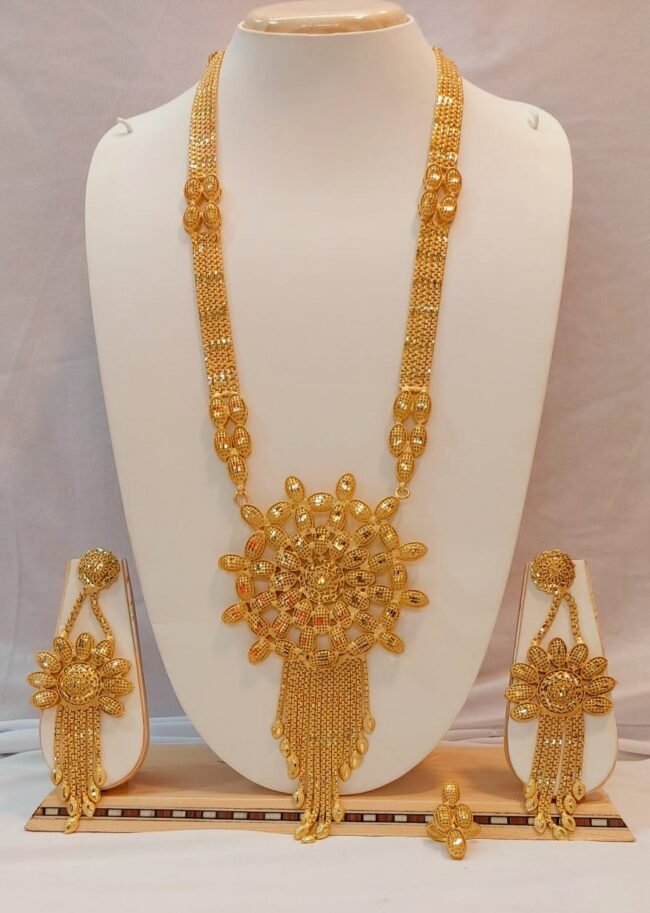 New Stylish Party Wear 2 Gram Gold Jewellery Necklace and Earrings Set For Women