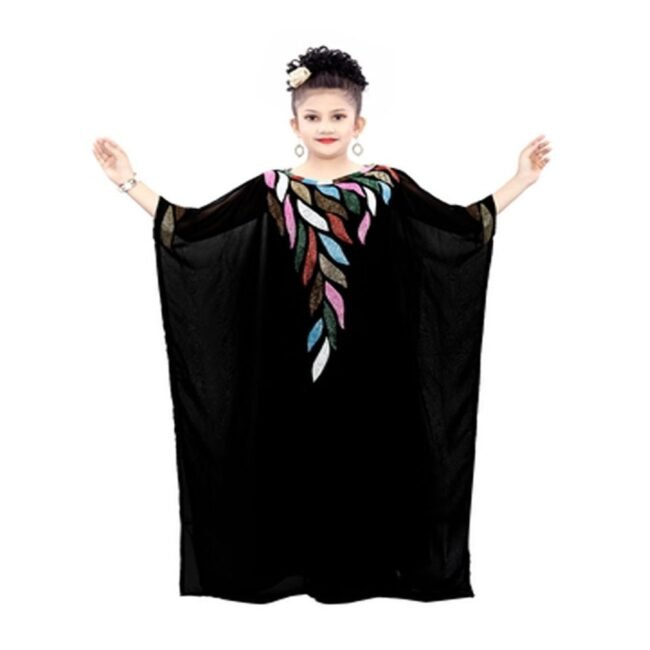 Stylish Black Dress Evening Wedding Kids Abaya