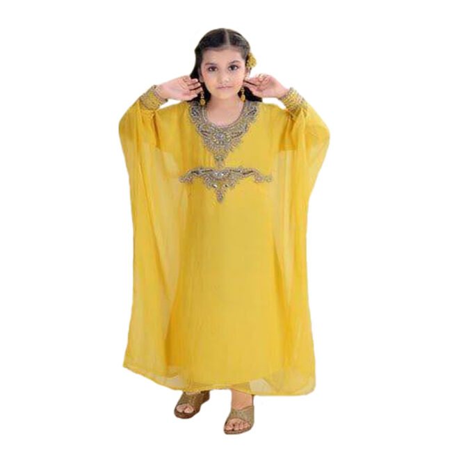 Yellow Color African Best Fancy Party Kids Dress