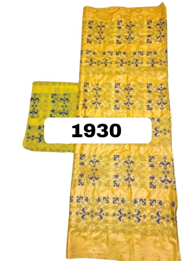 Yellow Color Embroidery Bazin For African Women D.N- 1930