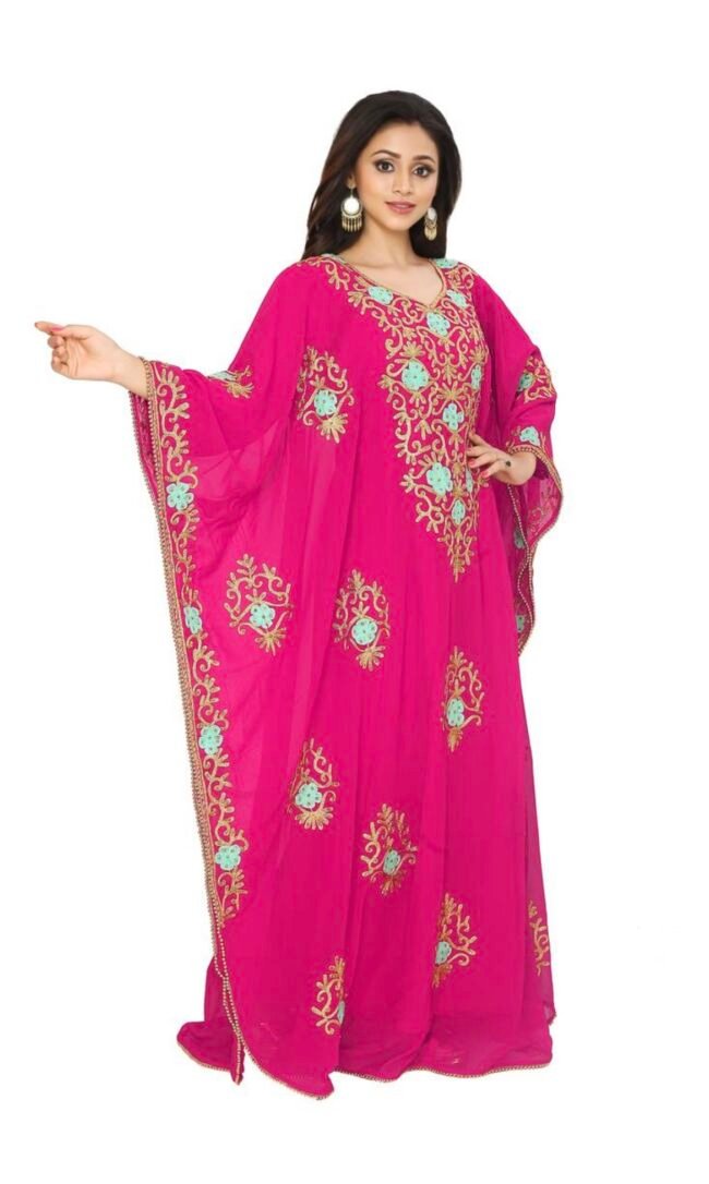 Dubai Designer Fuchsia Color Stylish Abaya for African Women