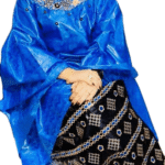 Royal Blue & Black Color Bazin For African Women D.N- 2243