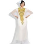 Evening Dress Party Wear White & Gold Work