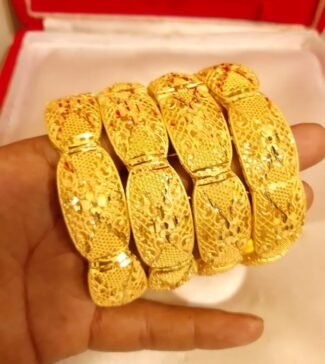 2022 New Stylish African Designer Golden Plated Bangle 4 Set For Women