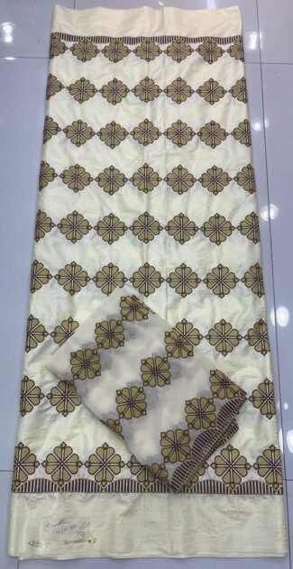 Big Offer Getzner Bazin Dress Cream Color For African Women D.N- 1958