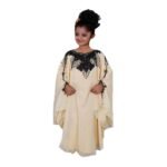 New African Kaftan With Black Crystal Beaded Work For Kids