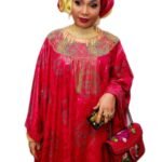 Beautiful Red Bazin Party Wear Dress