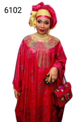 Beautiful Red Bazin Party Wear Dress