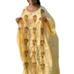 Beautiful Gold Bazin Single Color Party Wear Dress(Front Design)