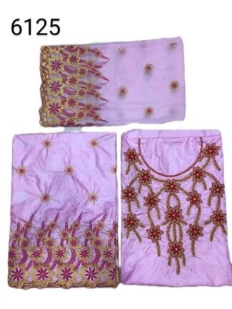 Beautifull White Partywear Handwork Bazin.