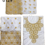 Beautifull White Bazin with Gold Handwork