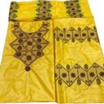 New Trending African Yellow Party Wear Bazin.