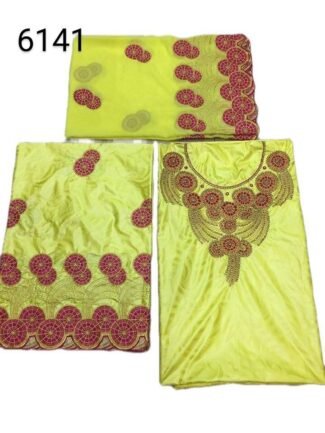 New Latest Yellow African Bazin For Women.