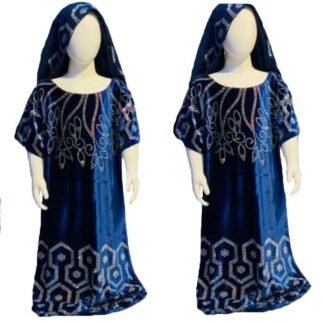 Premium Quality Rhinestone Beaded Sleeves African Designer Abaya For Kids