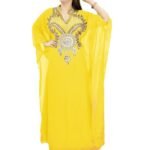 Yellow Color Antique Design Abaya For Women