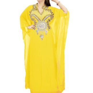 Yellow Color Antique Design Abaya For Women