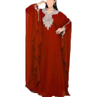 Maroon Color Dubai Elegant Wedding Abaya