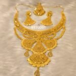 African Party Wear Designer 2 Gram Gold Long Necklace Set For Women