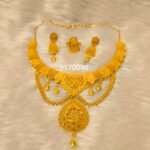 African Party Wear Designer 2 Gram Gold Long Necklace Set For Women