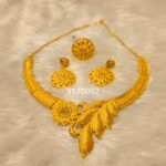 African Party Wear Designer 2 Gram Gold Long Necklace Set For Women