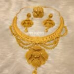 African Party Wear Designer 2 Gram Gold Plated Necklace Set For Women
