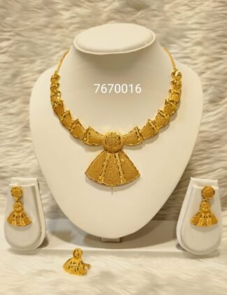 Beautiful 2 Gram Gold Latest Come Designer Necklace and Earrings Set For Women