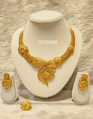 Beautiful 2 Gram Gold Latest Come Designer Necklace and Earrings Set For Women