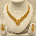 African Designer 2 Gram Gold Long Necklace Set For Women