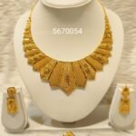 African Party Wear Designer 2 Gram Gold Long Necklace Set For Women