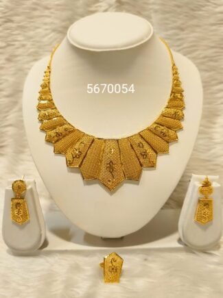 African Party Wear Designer 2 Gram Gold Long Necklace Set For Women