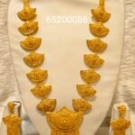 African Party Wear Designer 2 Gram Gold Long Necklace Set For Women