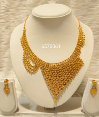 Beautiful Dubai Designer 2 Gram Gold Long Necklace Set For Women