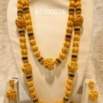 2 gram Gold & Black Beaded Designer Party Wear Long Necklace For Women