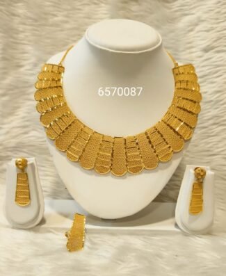 Trendy Latest Dubai Design African Women Necklace and Earring Finger Ring set