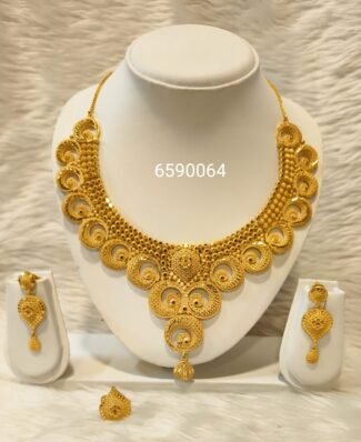 New Trendy African 2 Gram Plated Necklace and Earring set For Women