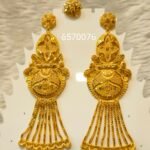 African Fancy & Latest 2 Gram Gold Wedding Party Wear Earrings & Ring D.N- E1052