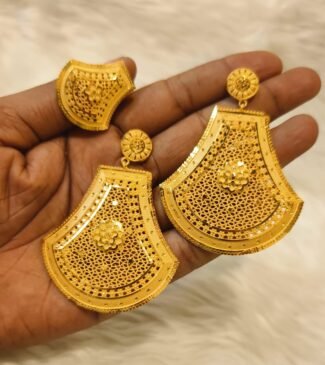 African Glimmering Trendy Designer Earring with Finger Ring Set For Women D.N- E1050