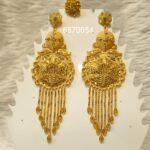 Beautiful Gold Plated Designer Trendy Party Earrings with Ring D.N- E1042