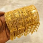Stylish African Designer Jaali Designer 3% Gold Plated Bangle Set For Women
