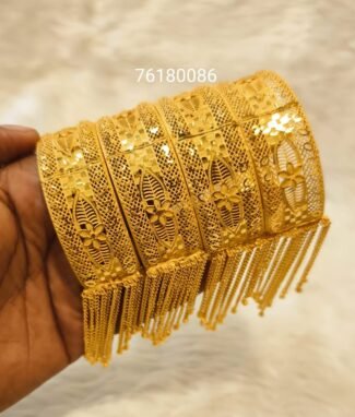Stylish African Designer Jaali Designer 3% Gold Plated Bangle Set For Women