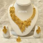 New Trendy African Gold Plated Bridal Necklace and Earring set For Women
