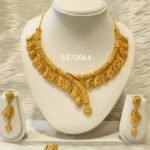 Dubai Party Wear 2 Gram Gold Plated Necklace Earring set For Women