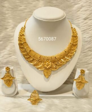 Party Wear 2 Gram Gold Plated Necklace Earring set For Women