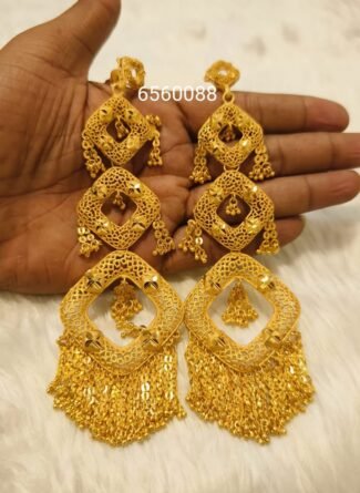 New Designer Red Gold Plated Floral Design Earring Wedding Party Set D.N- E1023