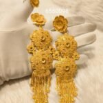 New Designer Red Gold Plated Floral Design Earring Wedding Party Set D.N- E1024