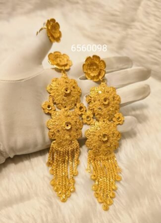New Designer Red Gold Plated Floral Design Earring Wedding Party Set D.N- E1024