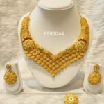 Indian 2% Gold Plated Bridal Necklace and Earring Set For Women