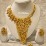 New Beautiful Collection 2 Gram Gold Jewelry Necklace Earring Set For Women
