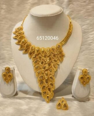 New Beautiful Collection 2 Gram Gold Jewelry Necklace Earring Set For Women