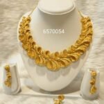Latest African Modeling 2 Gram Gold Plated Necklace Earring Set For Women